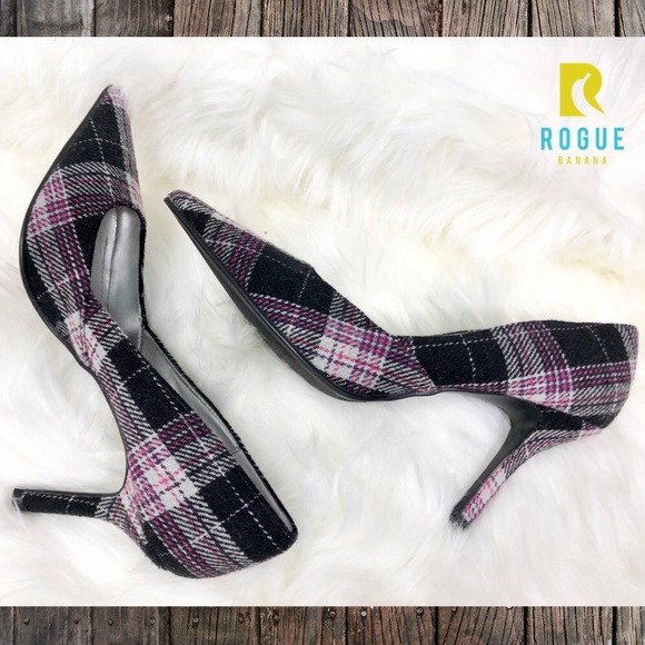 HP!💕NWOT Rampage Black, Pink, Grey Plaid Heels💕 - Picture 8 of 8